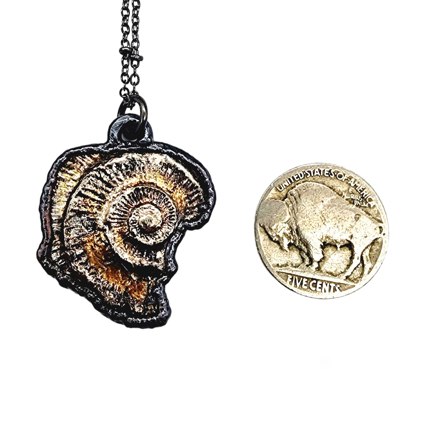 Ammonite Pressed Bismuth Necklace