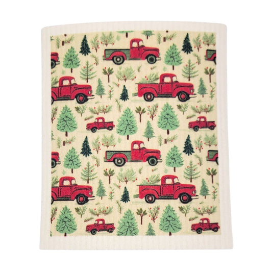 Red Christmas Truck Swedish Dishcloths - Gifts