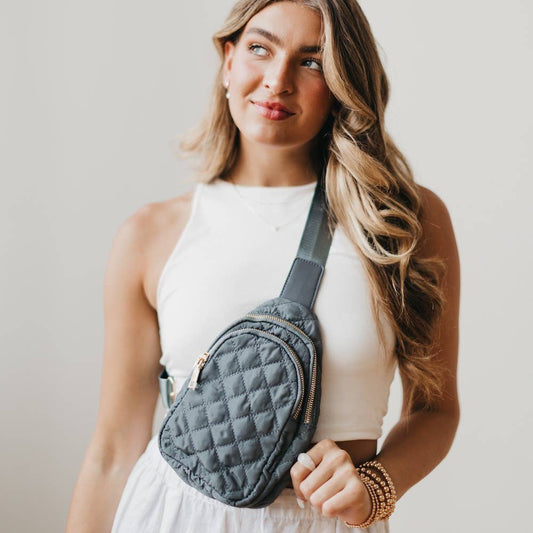 Gray Pinelope Quilted Bum Bag
