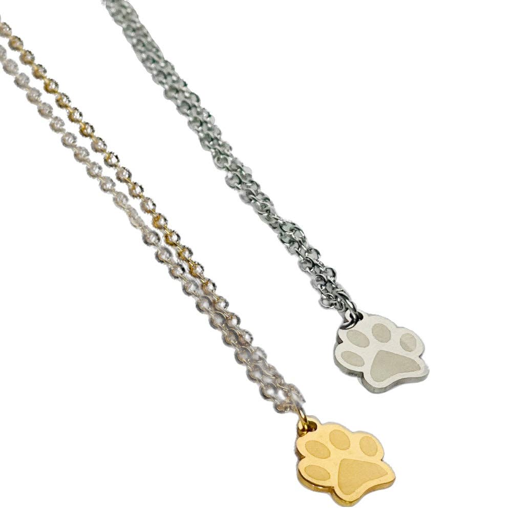 Gold Dog Mom Paw Charm Necklace