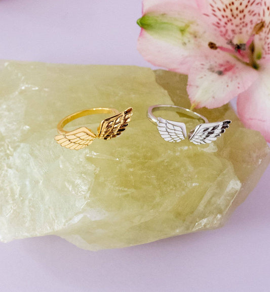 Gold Angel Wing Adjustable Ring