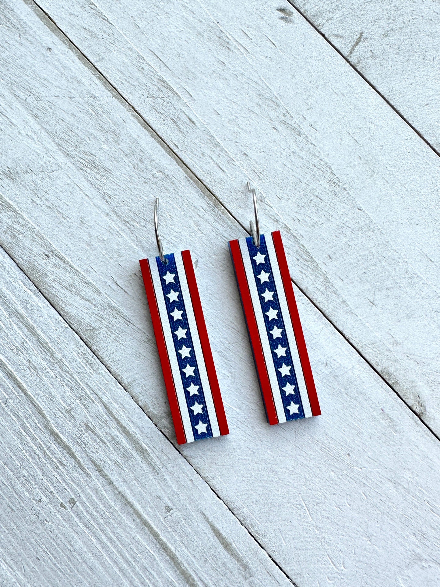 Red White and Blue Earrings Acrylic Bar