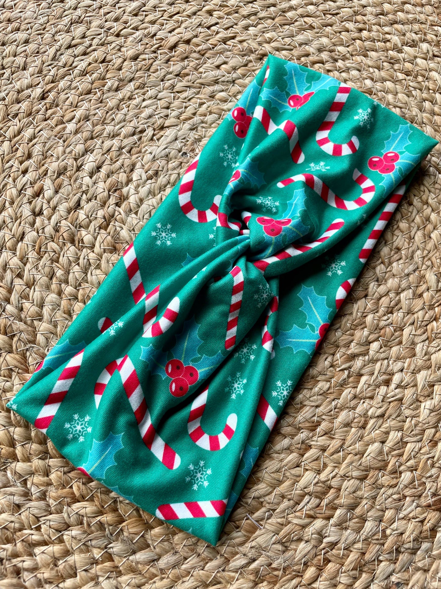 Green Candy Cane Knit Twist Headband