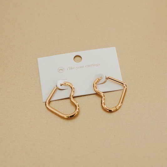 Love On My Mind Heart Hoop Earrings - Waterproof