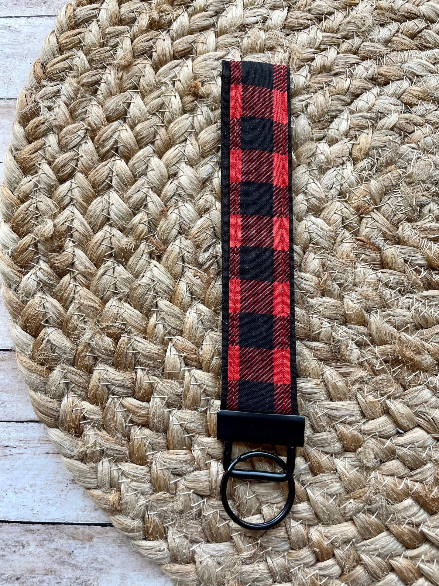 Red Buffalo Plaid Keychain Wristlet