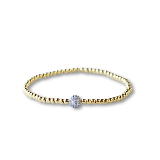 Gold Stretch Bracelet: Uno Mixed Metals