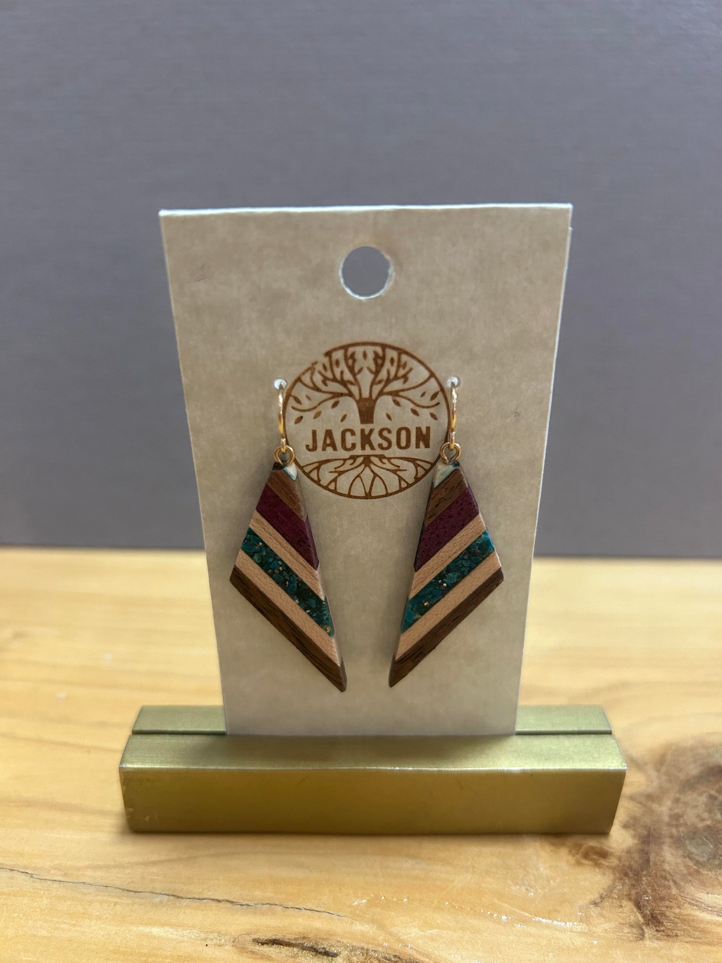 Wood Earrings - Triangle Layers