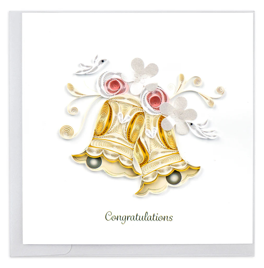 Quilled Wedding Bells Greeting Card