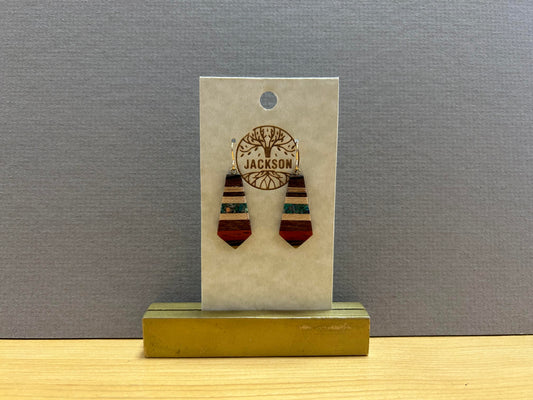 Handmade Wood Earrings - "Neck Tie"