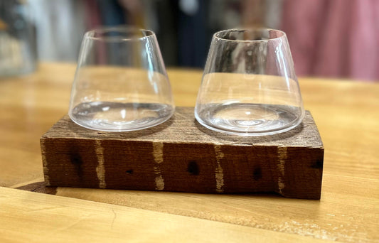 Wood Coaster for Two Revolving Glasses Made from Reclaimed Wood