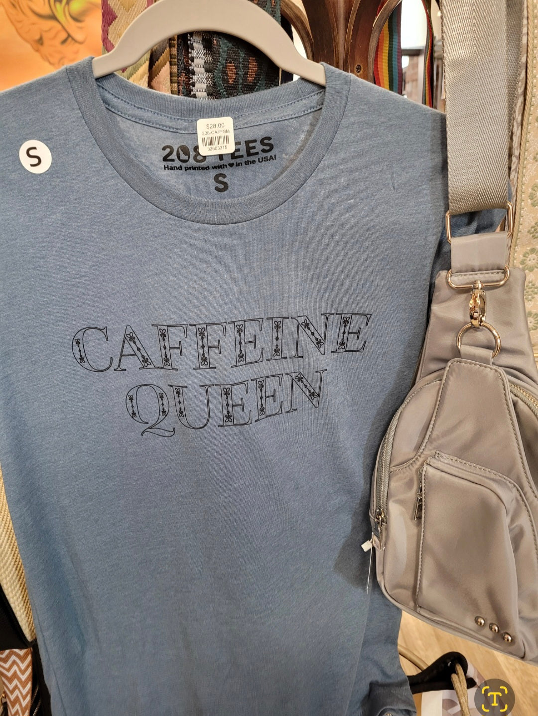 Caffeine Queen T-Shirt Heather Blue