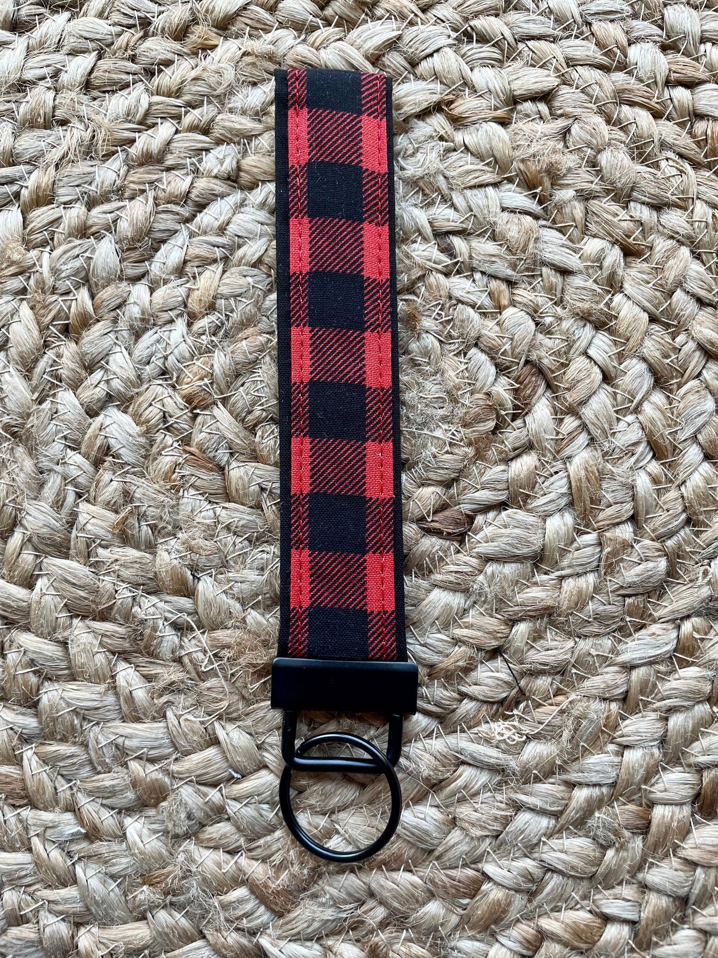 Red Buffalo Plaid Keychain Wristlet