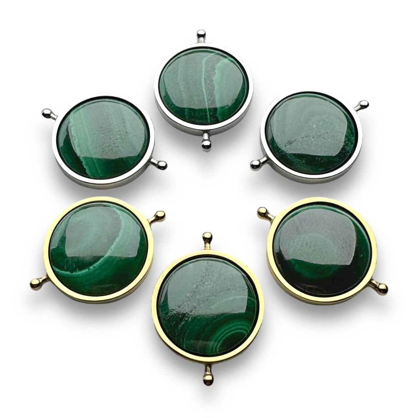 Malachite Round Crystal Element: Silver