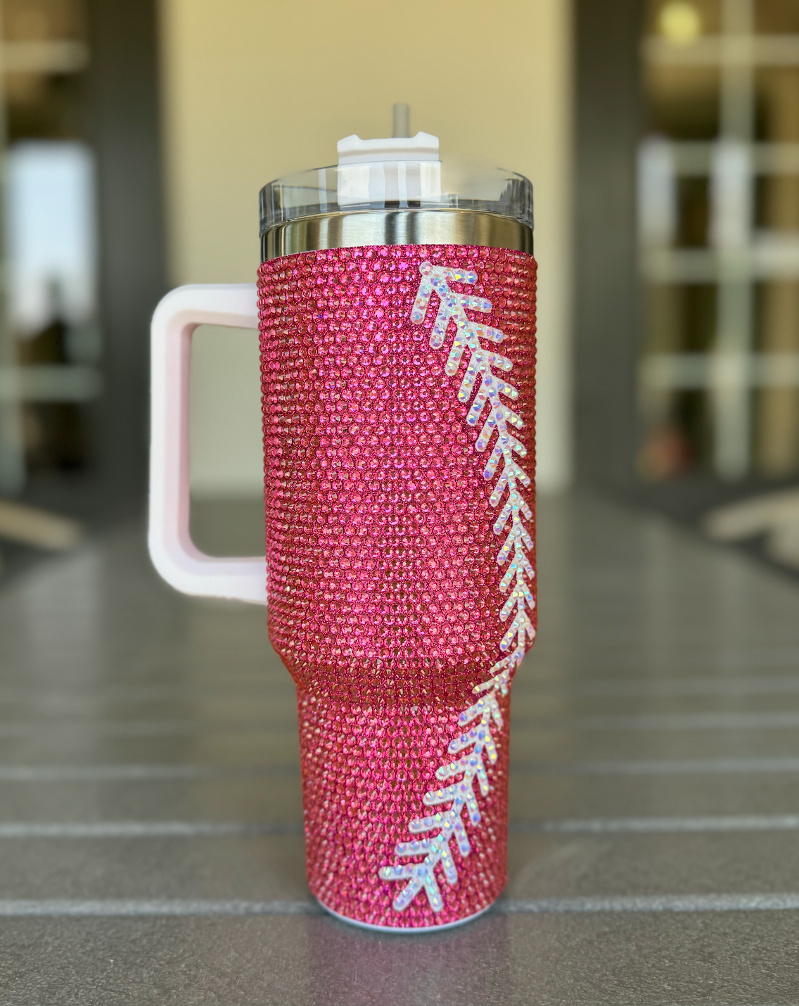 Crystal Baseball/Softball Pink 40 Oz Tumbler