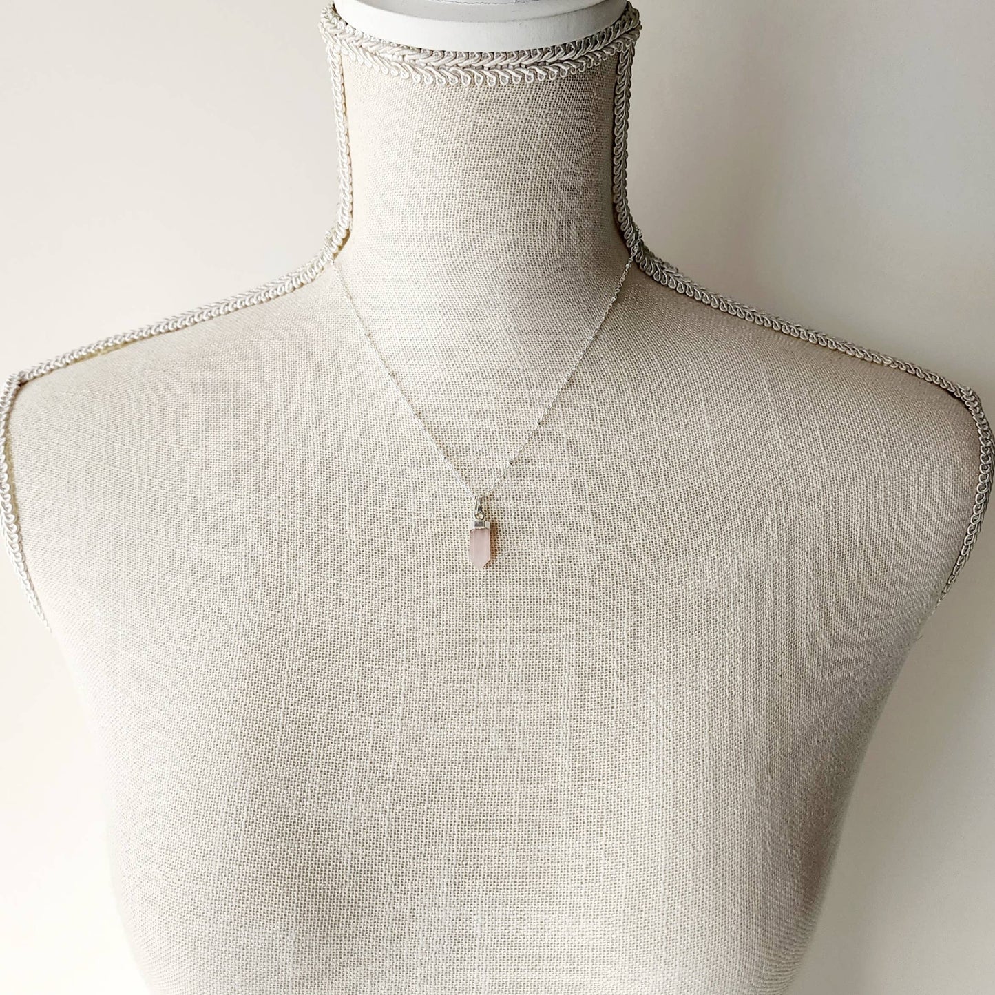 Petite Cylindrical Rose Quartz Point Necklace