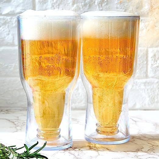 Unbreakable Insulated Beer Glasses 17 oz Reusable