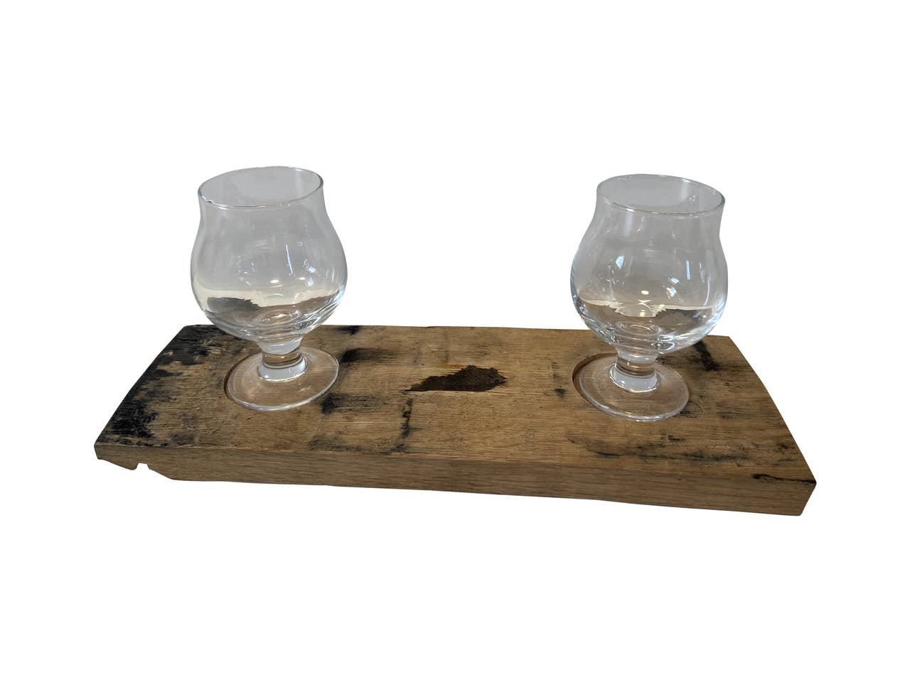 Bourbon Flight Board with Two Snifter Glasses