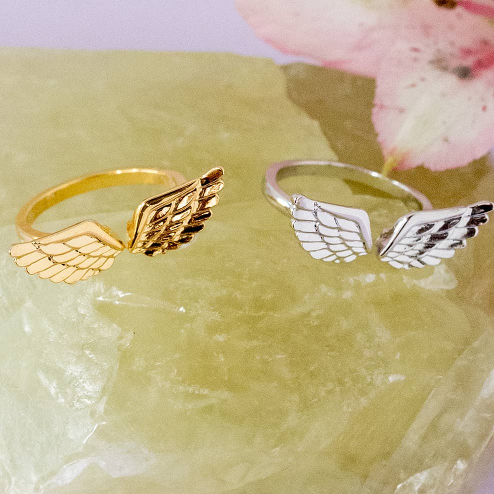 Gold Angel Wing Adjustable Ring