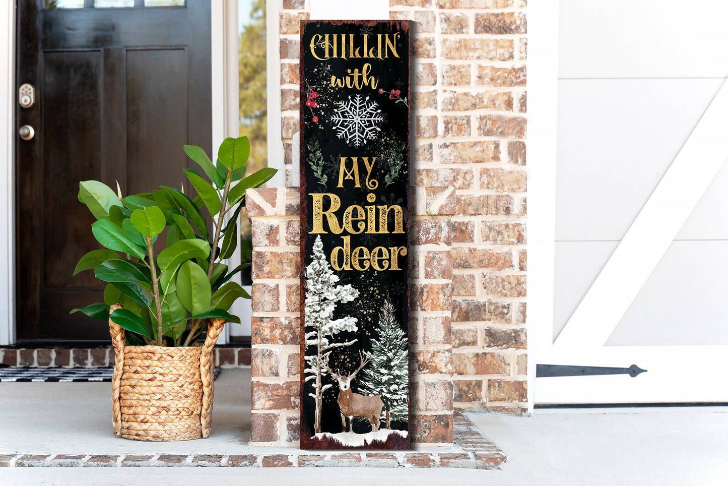 36in "Chillin' with My Reindeer" Christmas Porch Sign