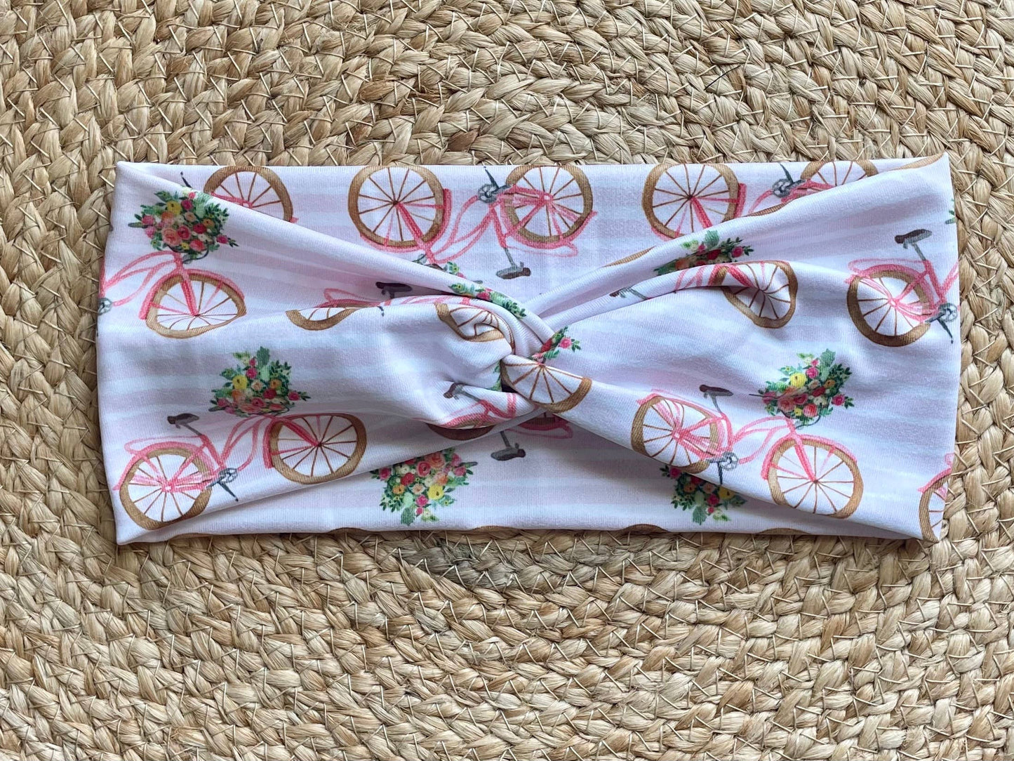 Pink Bikes Knit Twist Headband