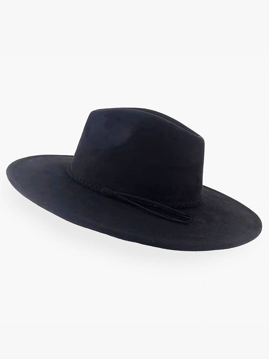 Faux Suede Fedora with Braided Band