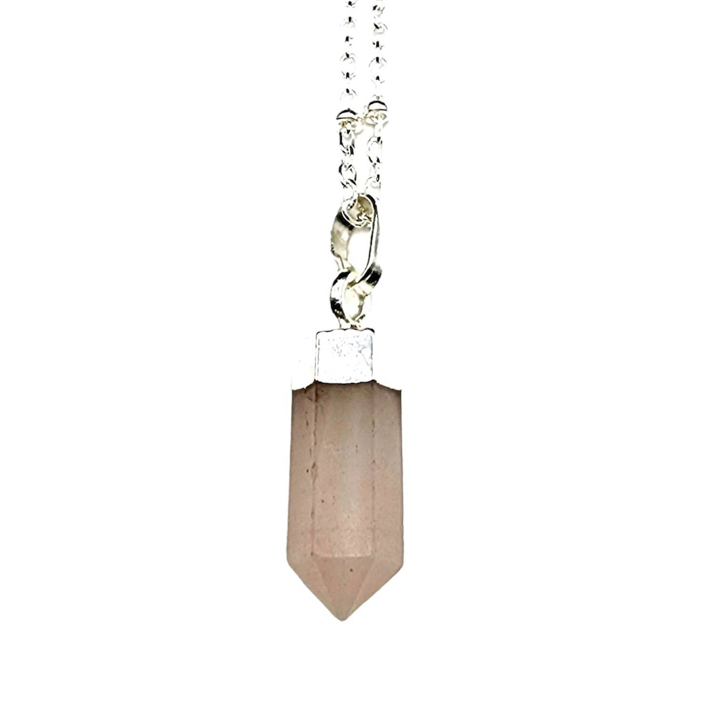 Petite Cylindrical Rose Quartz Point Necklace