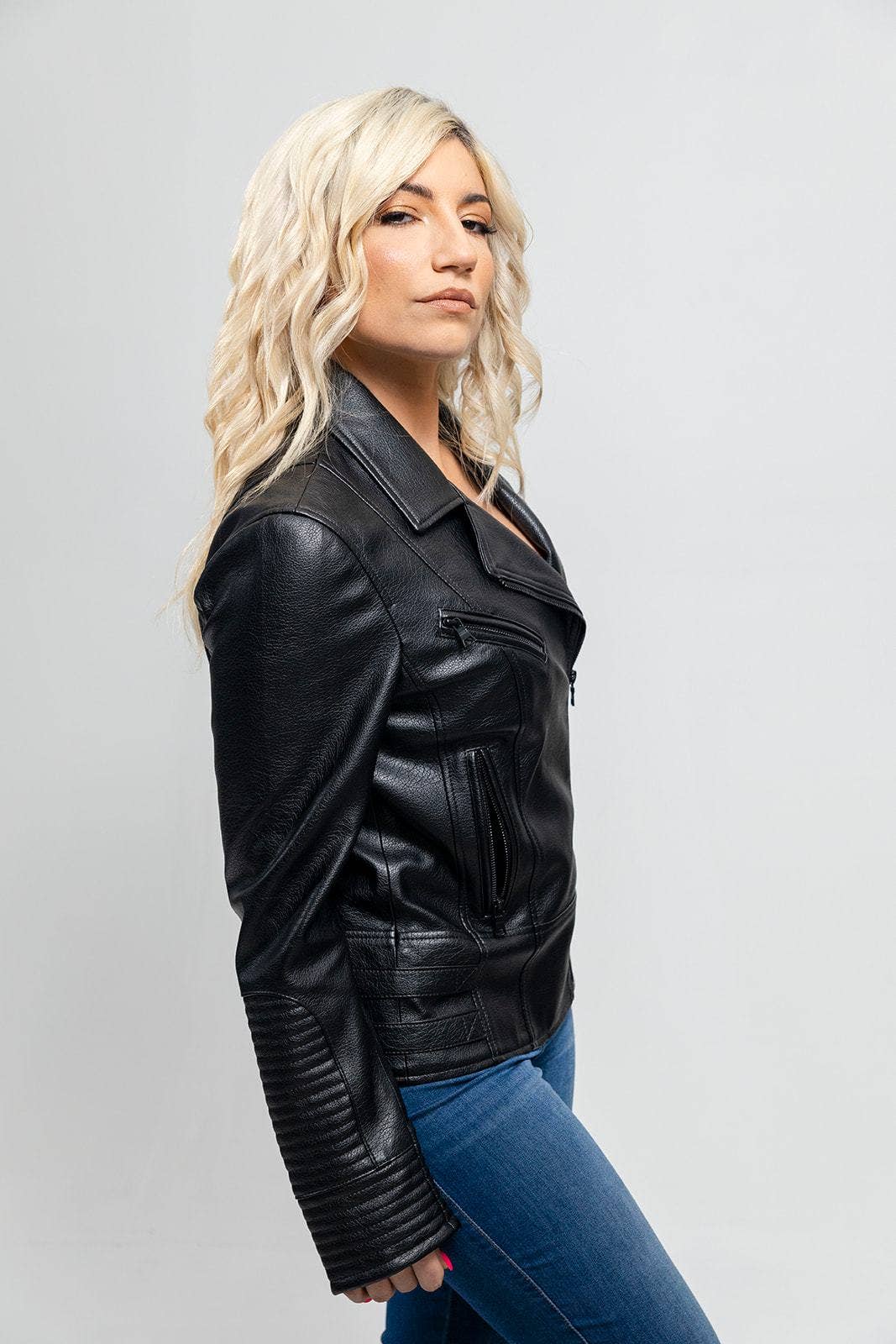 Women's Vegan Leather Jacket: Black