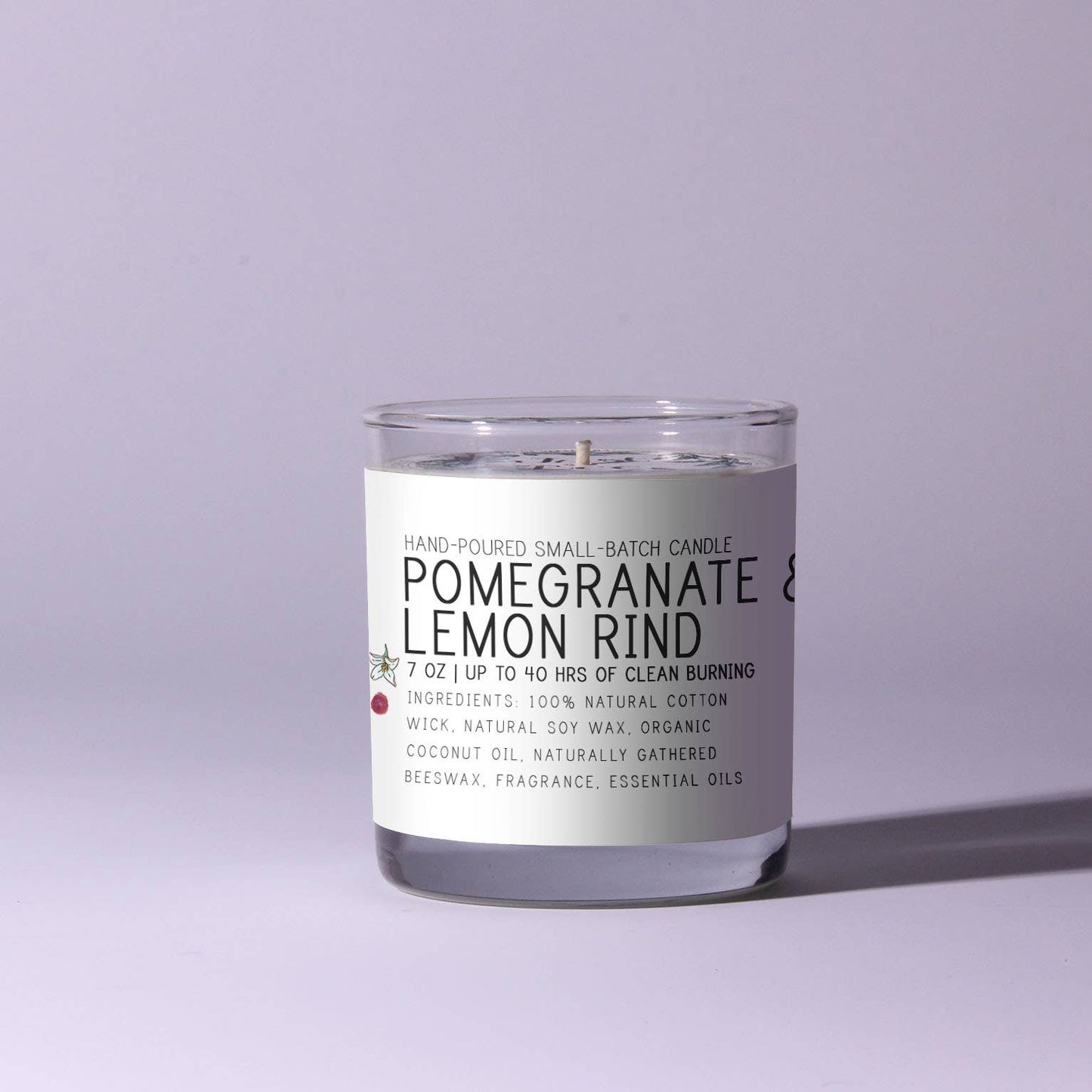 Pomegranate & Lemon Rind Just Bee Candles in 7 oz Jars