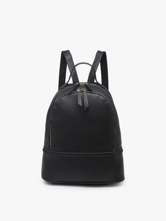 Two Compartment Backpack w/ Stitch Detail: Black