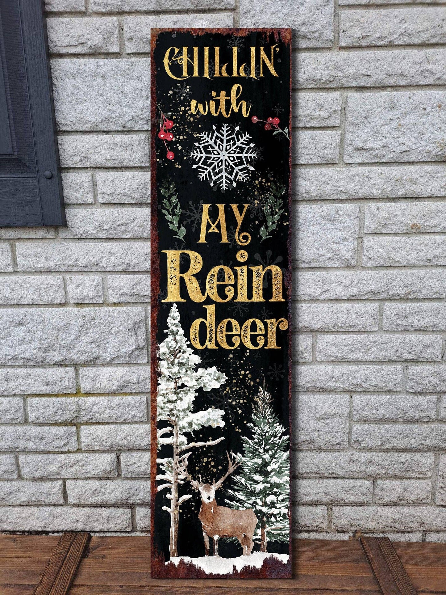 36in "Chillin' with My Reindeer" Christmas Porch Sign