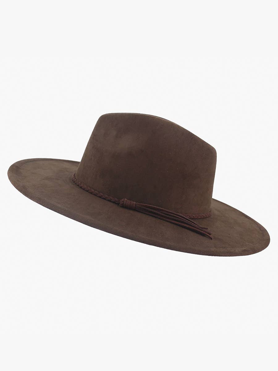 Faux Suede Fedora with Braided Band