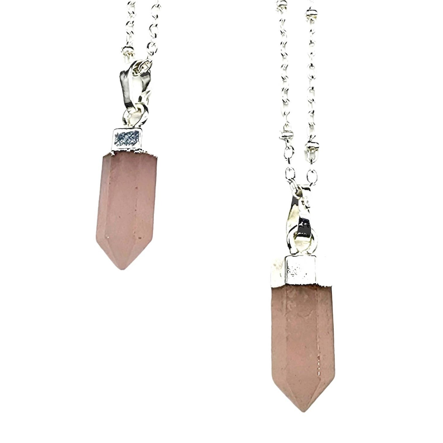 Petite Cylindrical Rose Quartz Point Necklace