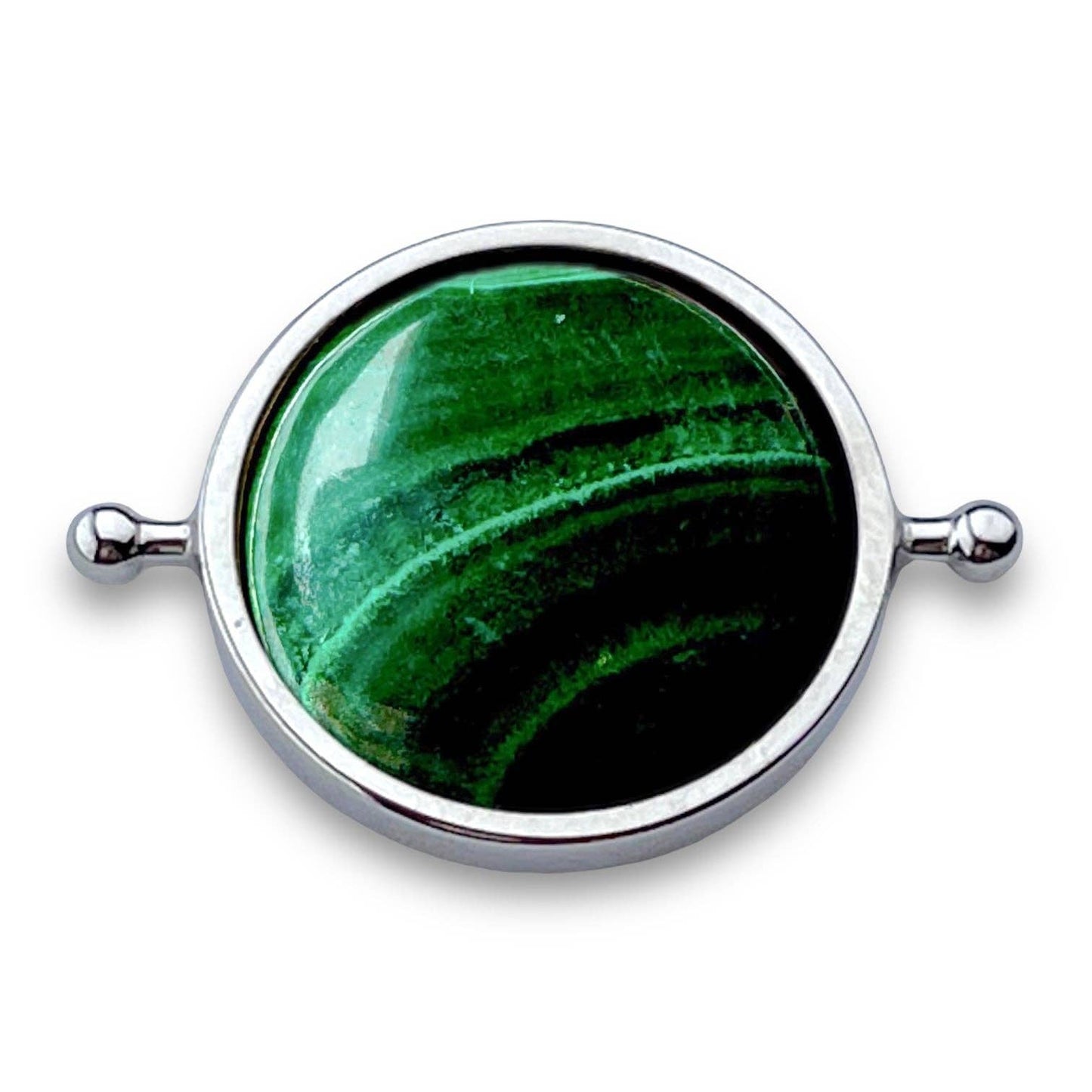 Malachite Round Crystal Element: Silver