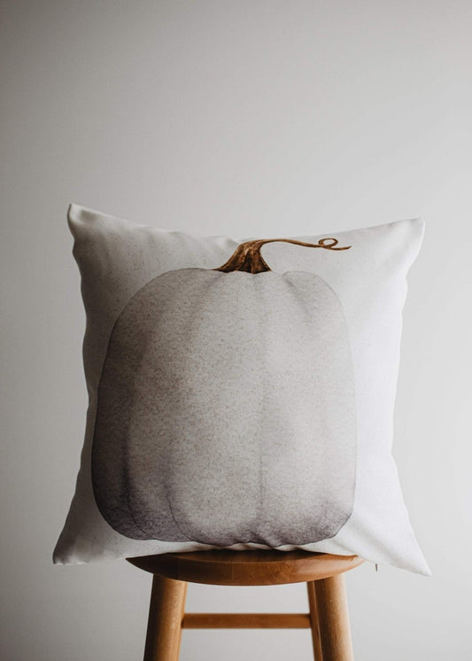 White Curly Stem Pumpkin Throw Pillow