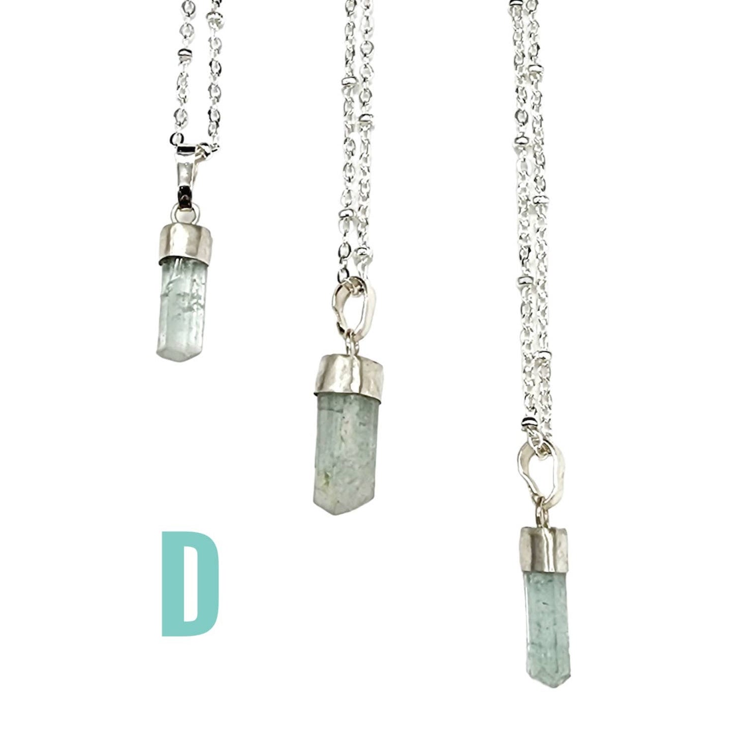 Dainty Silver Tourmaline Necklace: B. Green Tourmaline