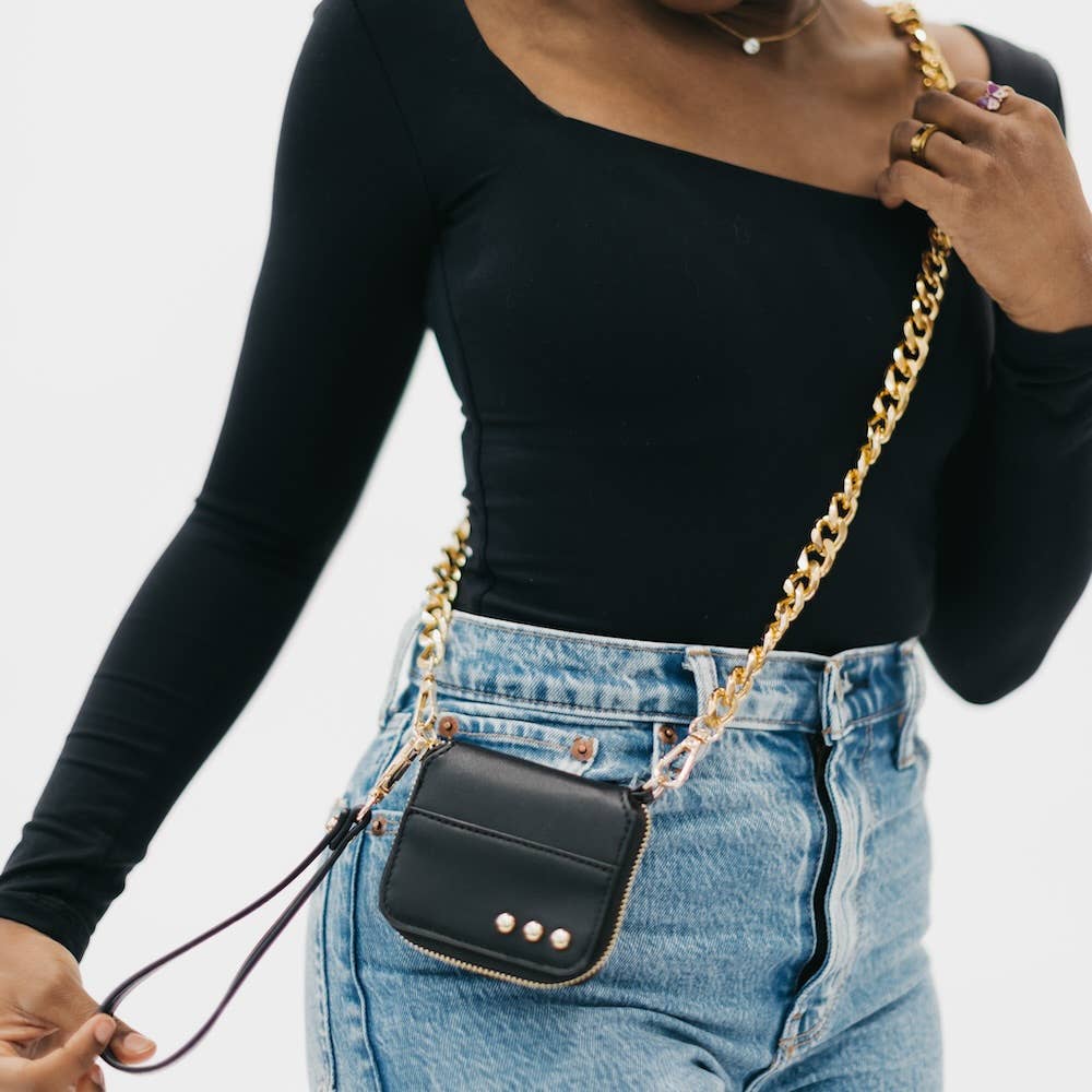 Black Gold Winnie Wallet Chain Bag