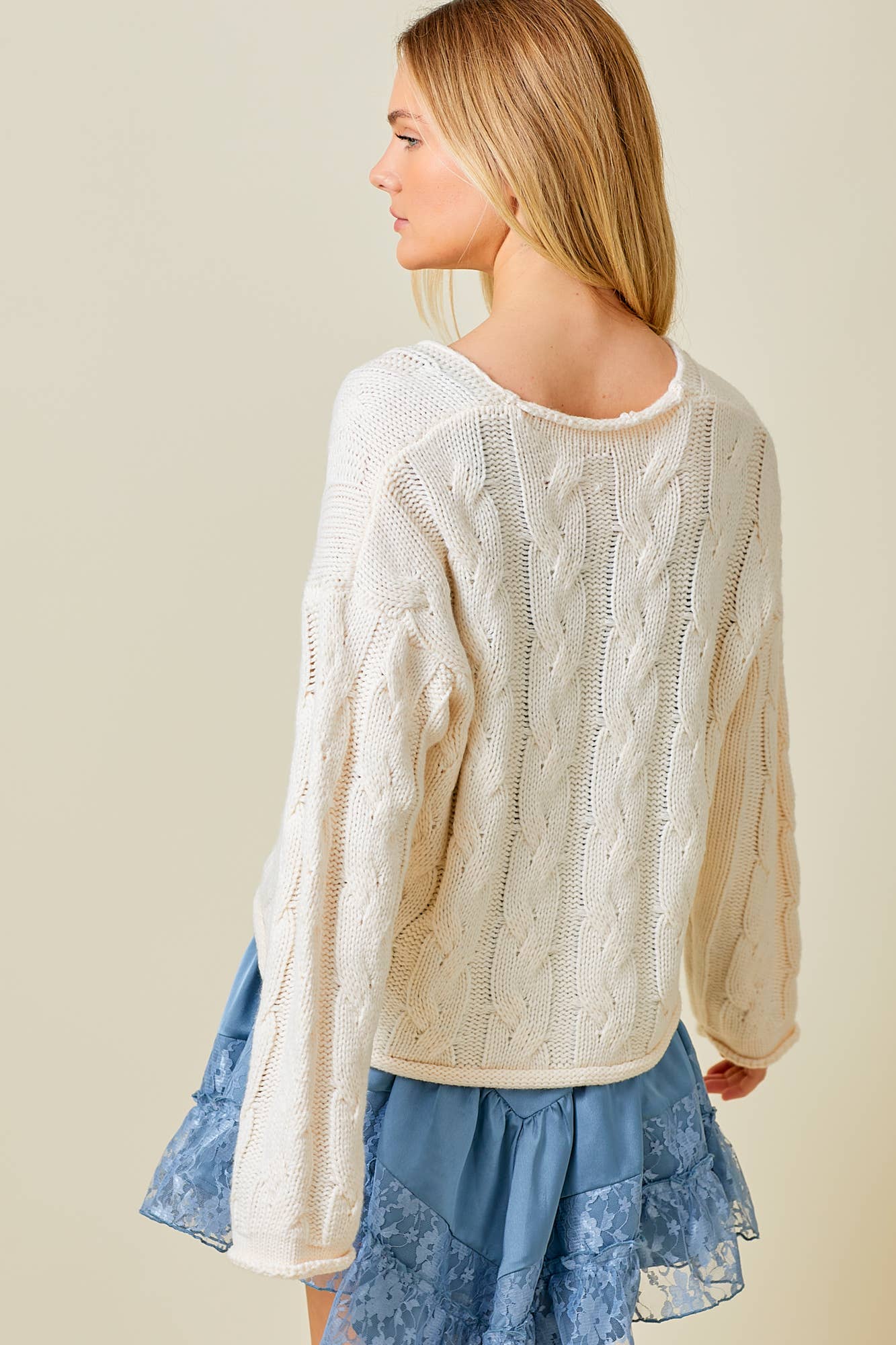 Cream Cable Knit Sweater