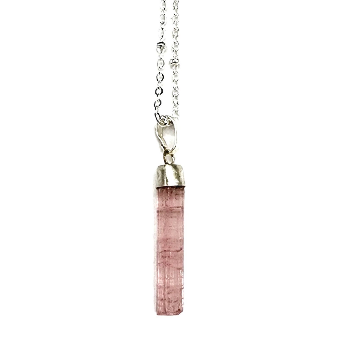 Dainty Silver Tourmaline Necklace: B. Green Tourmaline