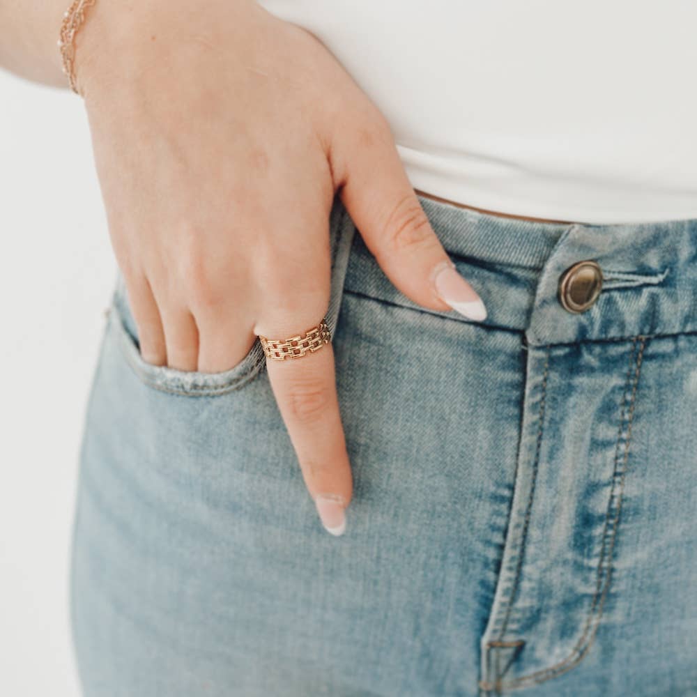 Gold Lennon Lattice Ring