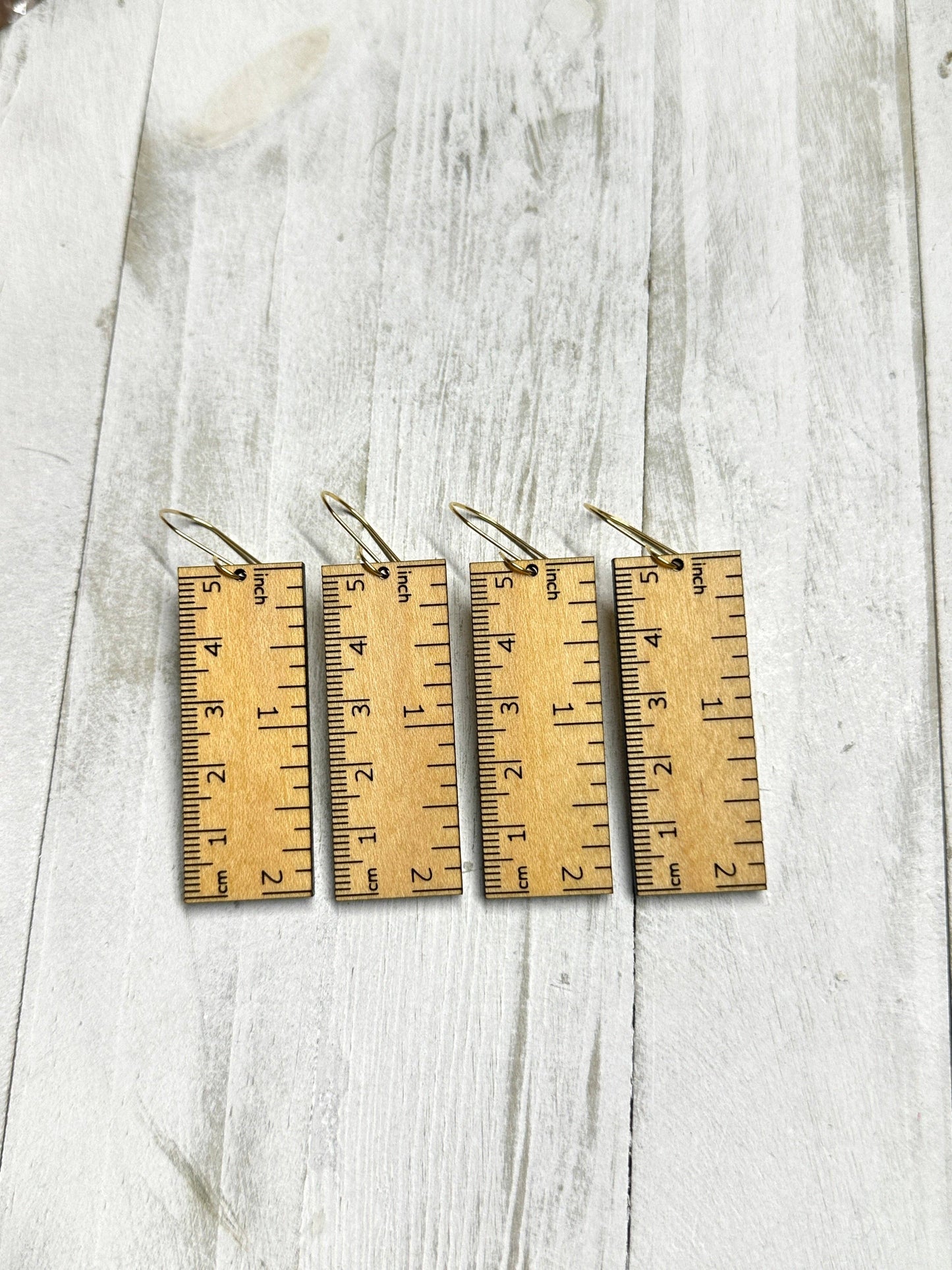 Ruler Maple Wood Dangle Earrings