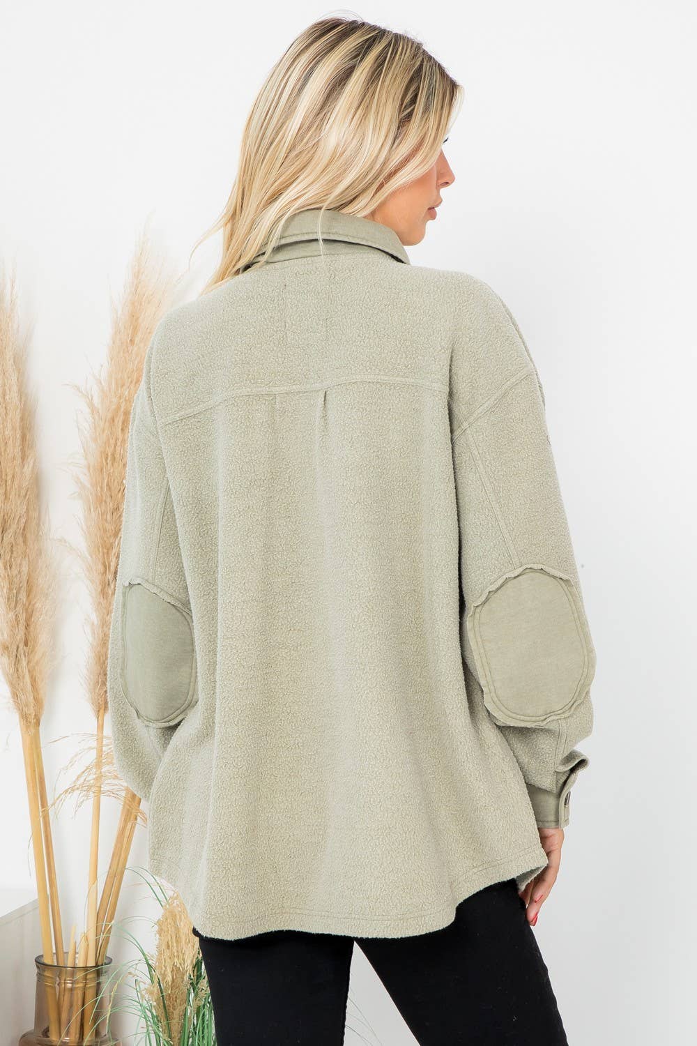 Washed Fleece Shacket: Olive