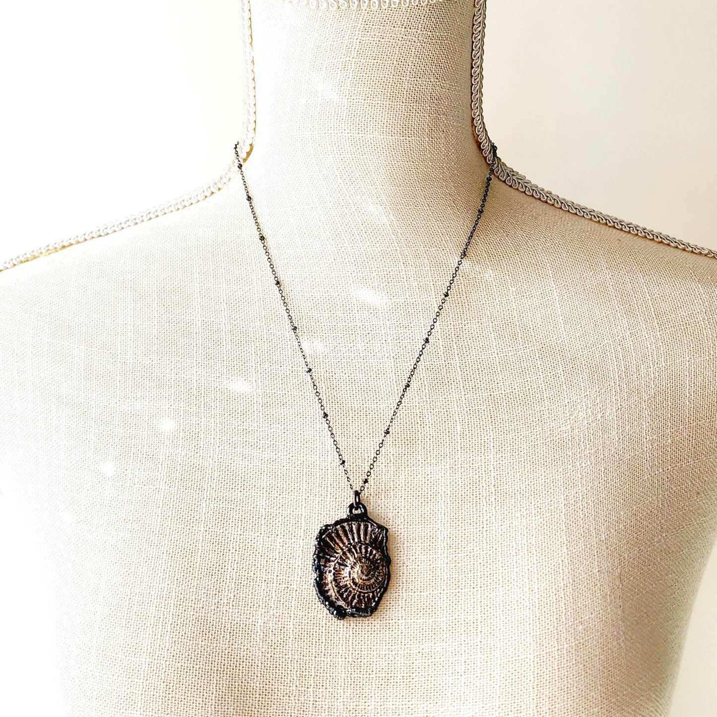 Ammonite Pressed Bismuth Necklace