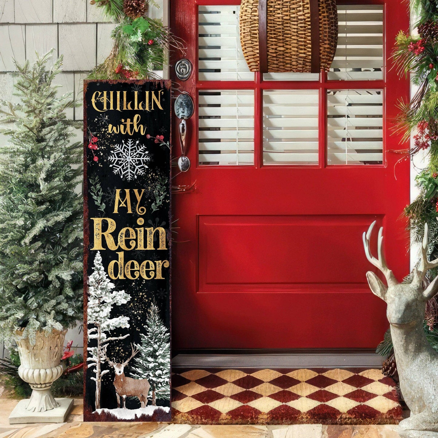 36in "Chillin' with My Reindeer" Christmas Porch Sign