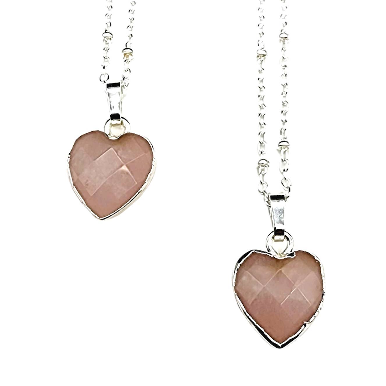 Dainty Faceted Rose Quartz Heart Necklace