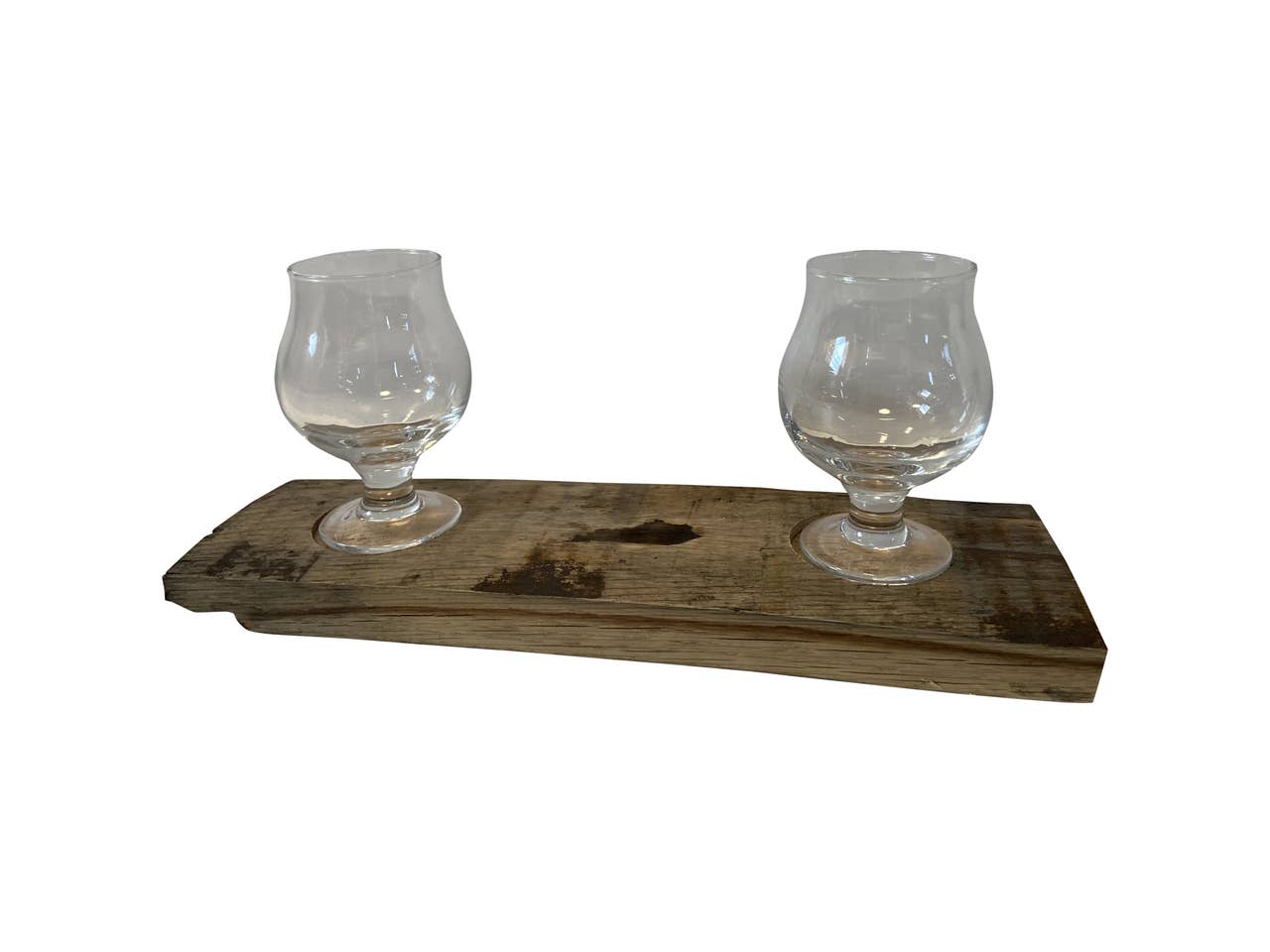 Bourbon Flight Board with Two Snifter Glasses