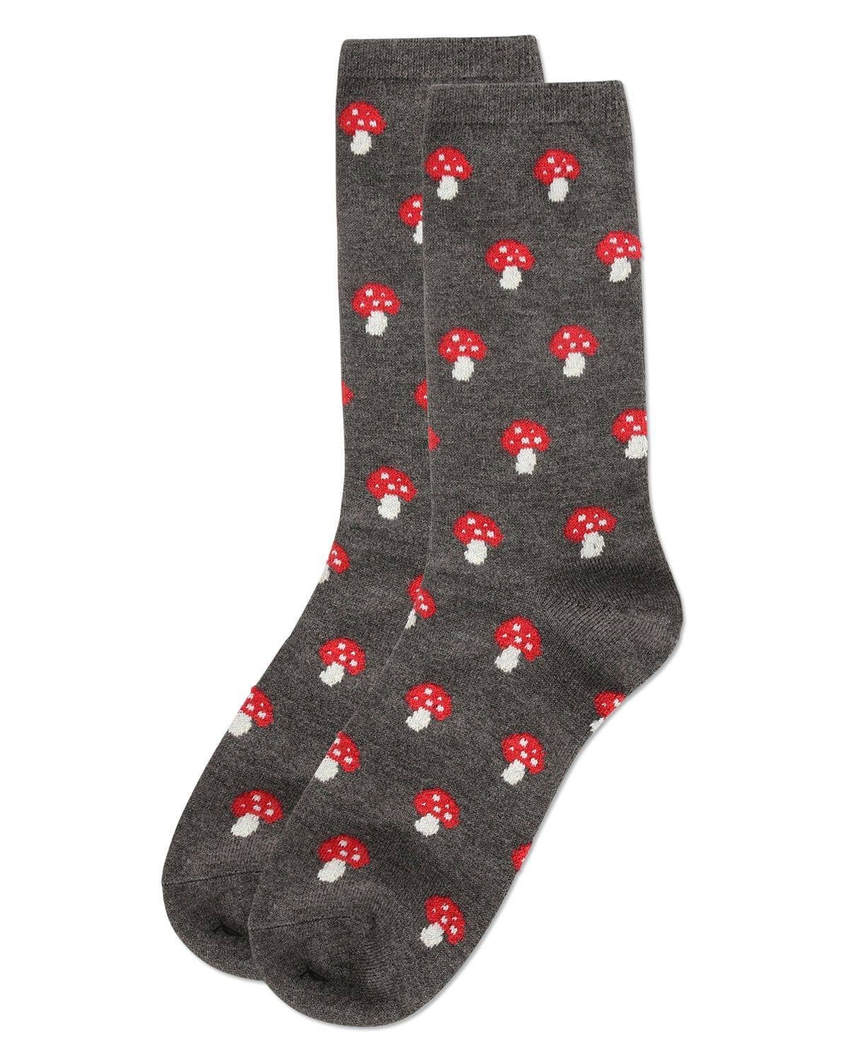 Mushroom Cashmere Crew Socks: Dark Gray Heather