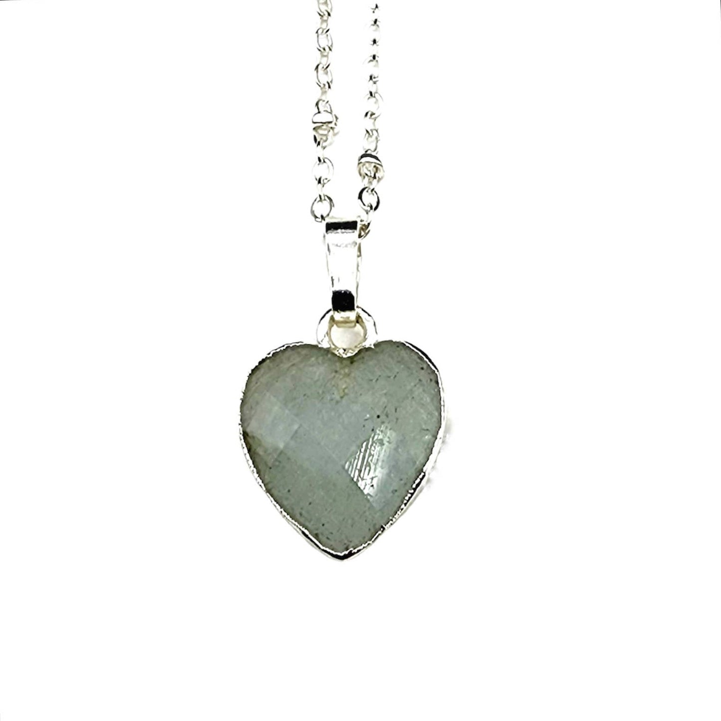 Dainty Faceted Aquamarine Heart Necklace