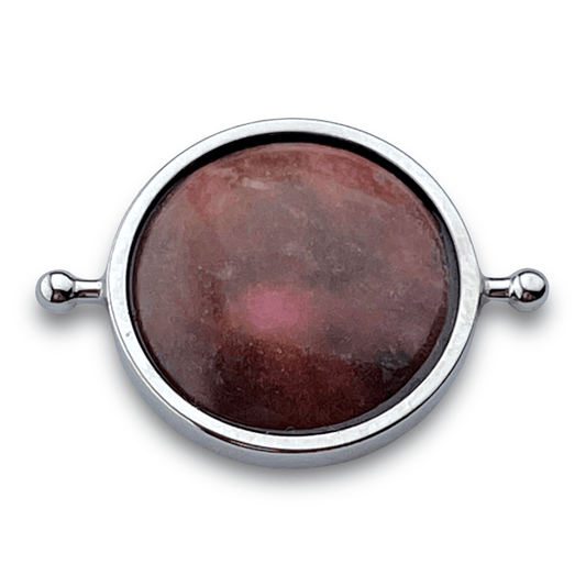 Rhodonite Round Crystal Element: Silver