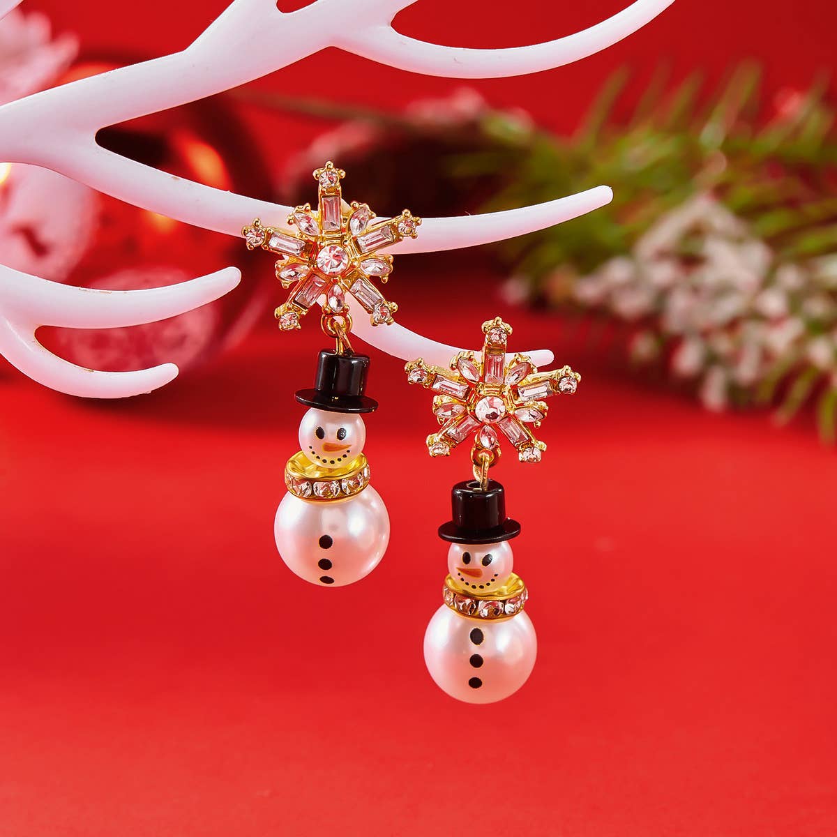 Pearl Snowman Earrings