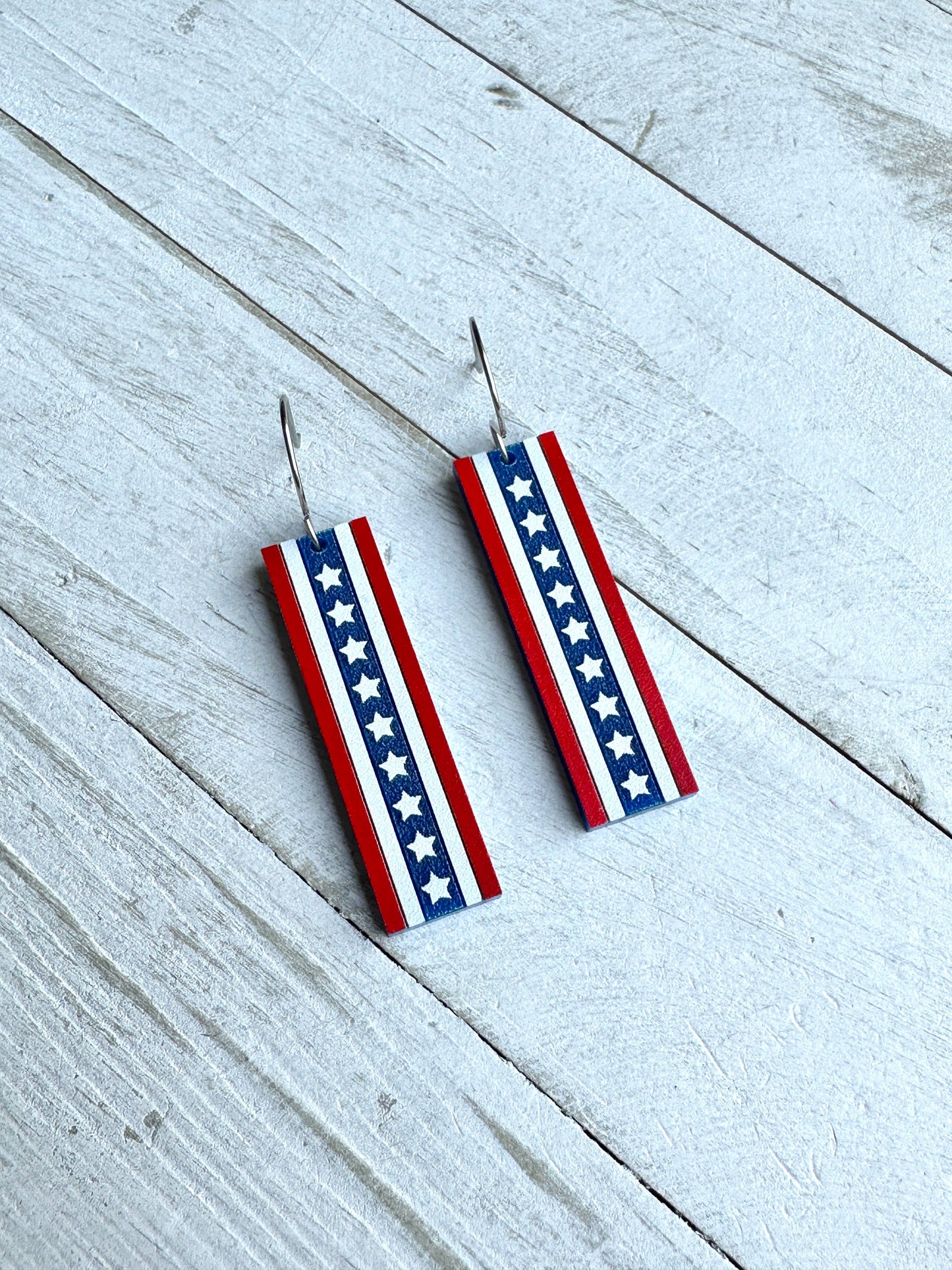 Red White and Blue Earrings Acrylic Bar